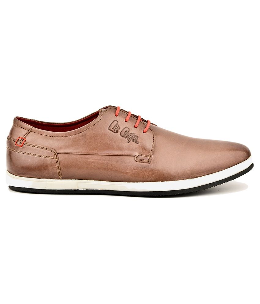 lee cooper brown leather casual shoes