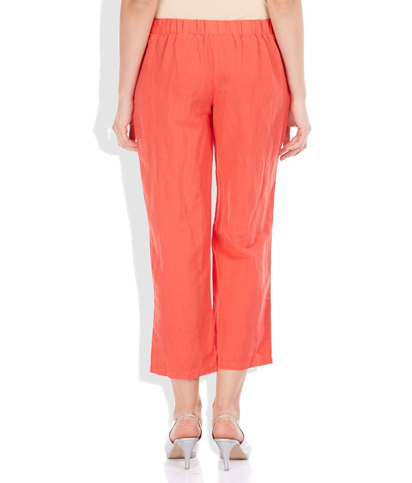 orange linen trousers