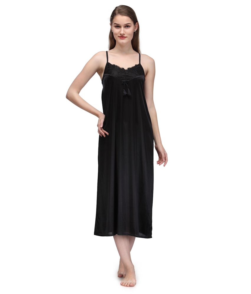 Buy Oleva Black Satin Nighty Online At Best Prices In India Snapdeal 