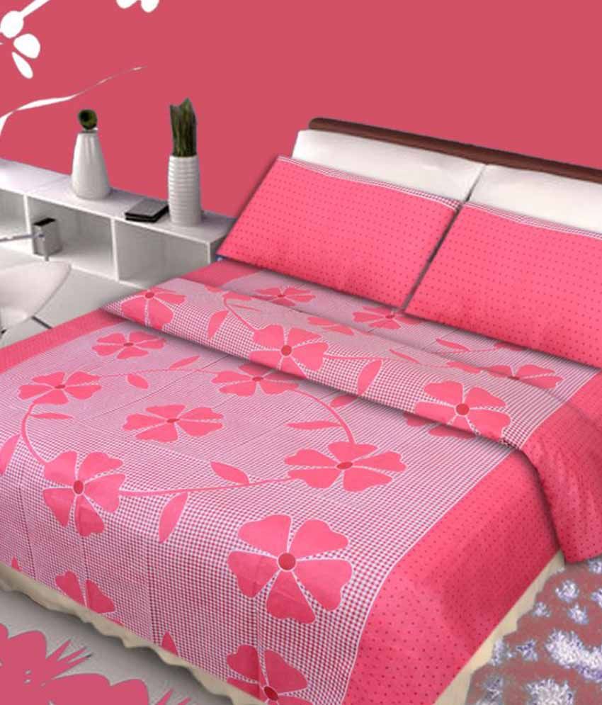 The Home Trendz Patch Work Cotton Double Bed sheet With 2 ...