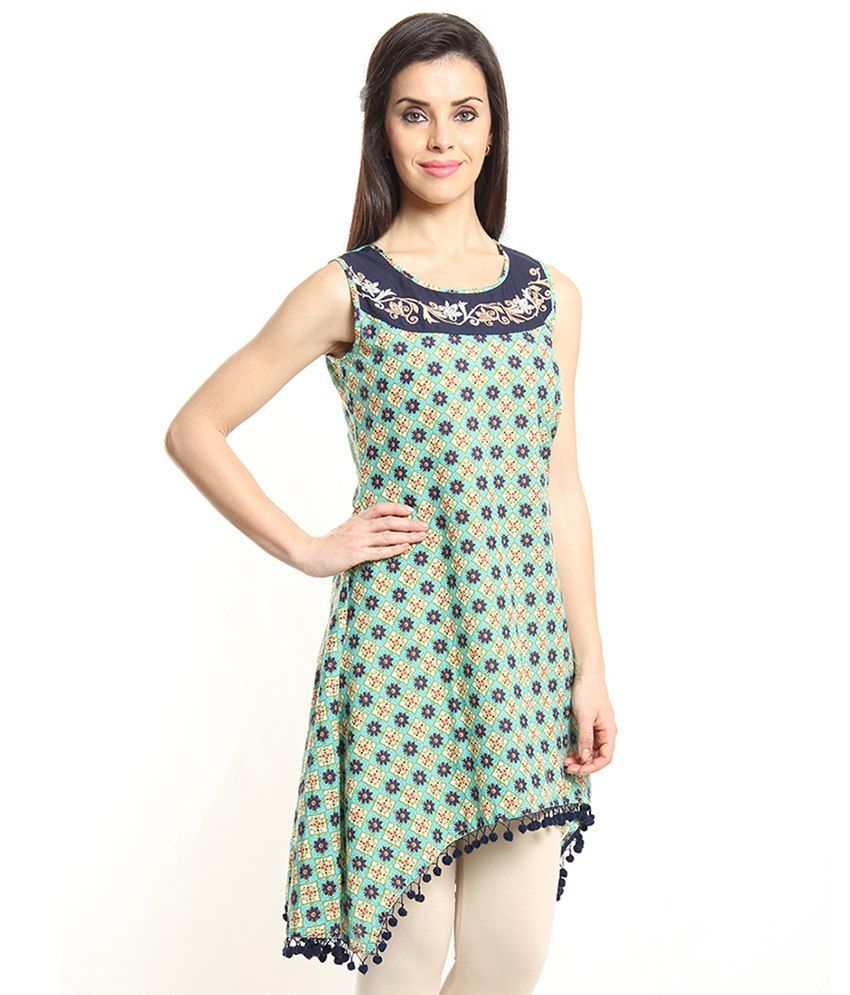 Imara Blue Sleeveless Kurti - Buy Imara Blue Sleeveless Kurti Online at ...