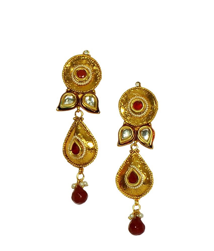 Sisika Jewellery Red Festive Antique Kundan Earrings - Buy Sisika ...
