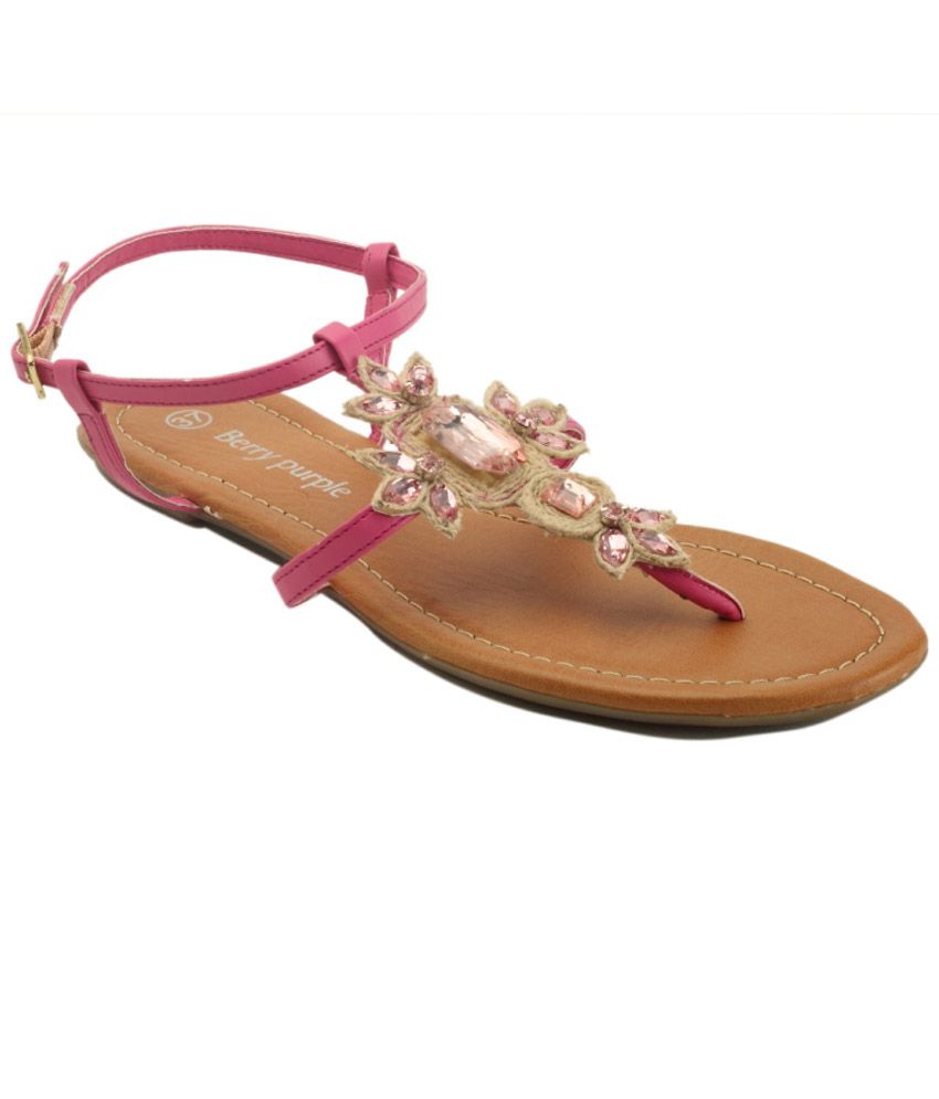 Berry Purple Pink Embellished Sandals Price in India- Buy Berry Purple ...