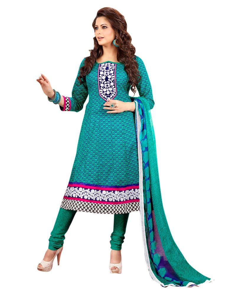 lime green cotton anarkali suit set