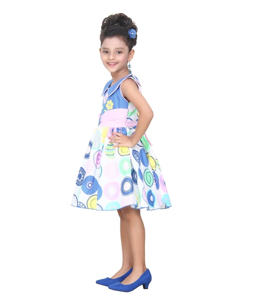 Trendy Girls Blue Cotton Sleevless Frock - Buy Trendy Girls Blue Cotton ...