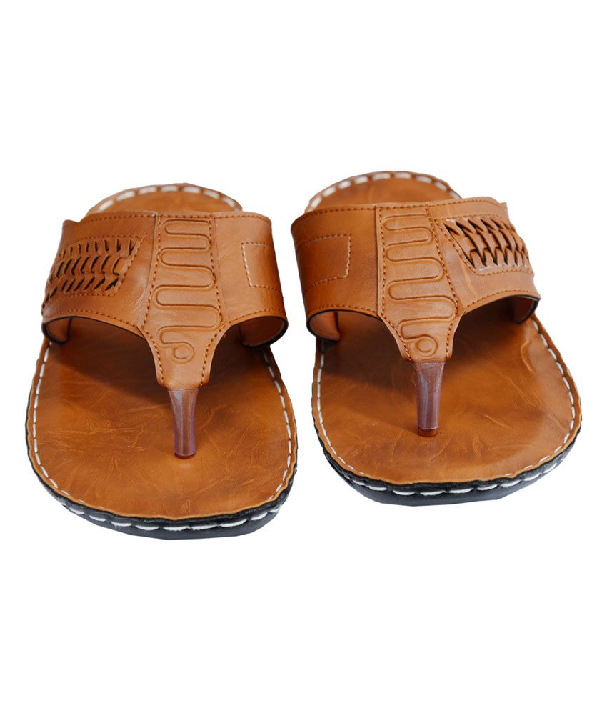 Mr. Polo Tan Leather Slippers Price in India- Buy Mr. Polo Tan Leather ...