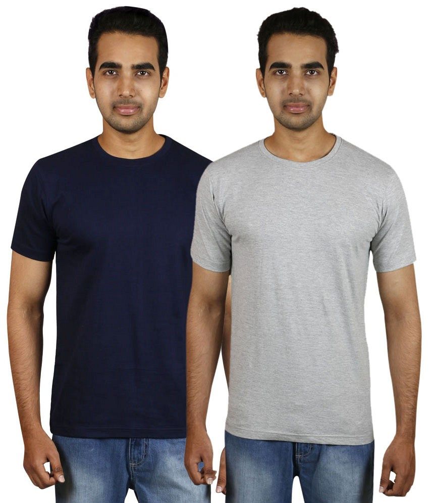 Meedo Combo of Navy & Gray Round Neck TShirts Buy Meedo Combo of