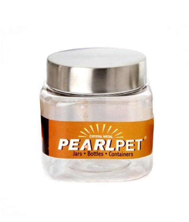Pearl Pet 1 Ltr Crystal Square Jar with Steel Cap Pack of 2 Buy