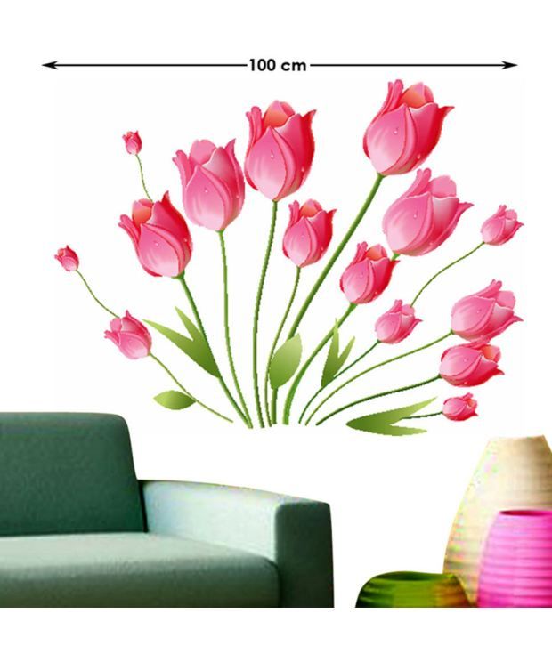 stickerskart flowers & trees wooden brown wall stickers - buy