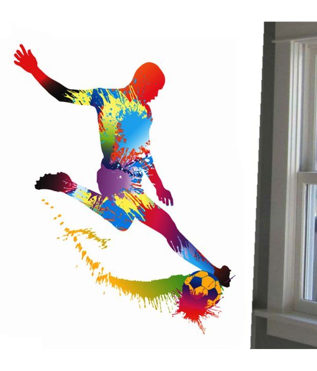 StickersKart Wall Stickers Color Splash Football Player ...
