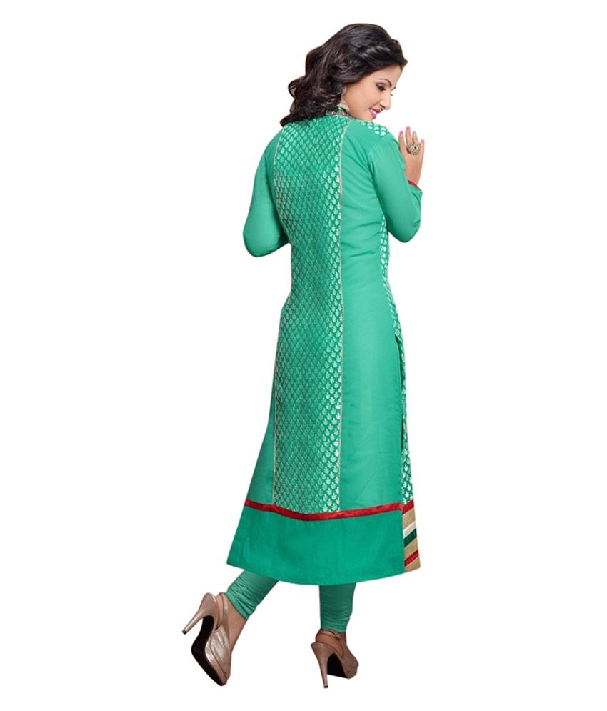 Jojo Designs Green Pure Georgette Embroidered Regular Fit Semi Stitched ...