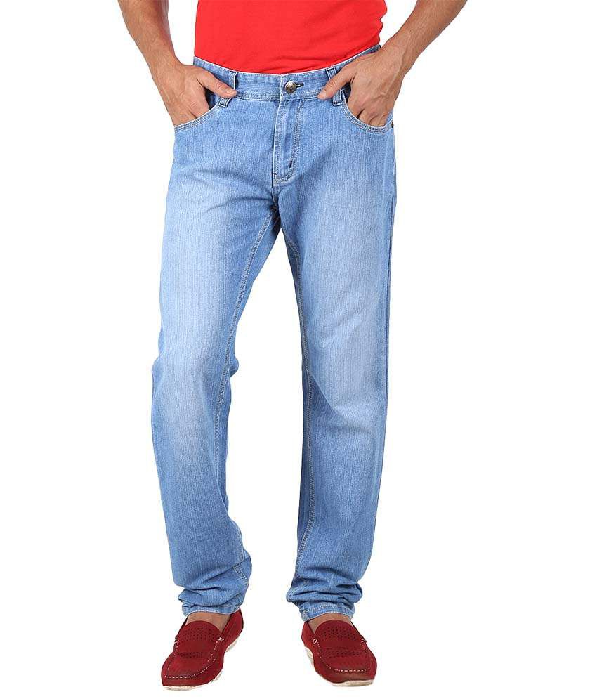 SN'C Blue Cotton Blend Slim Fit men's Jeans - Buy SN'C Blue Cotton ...