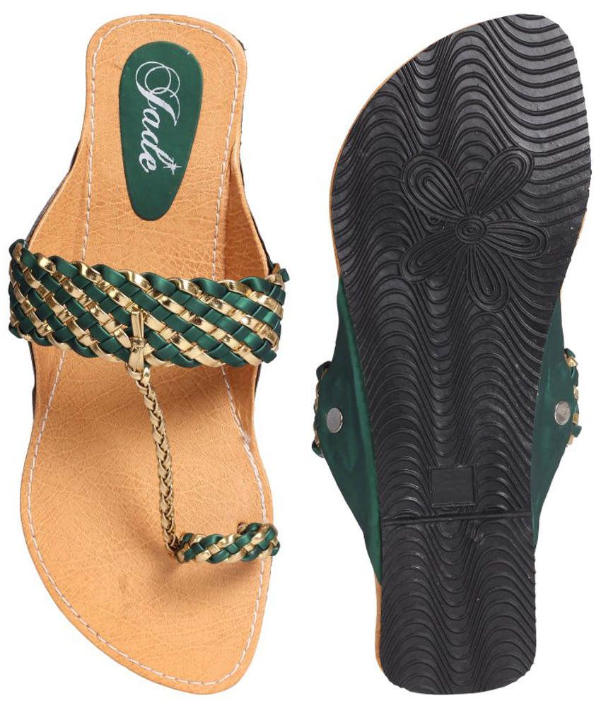 jade green flat shoes