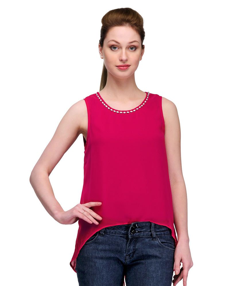 Pique Republic Pink Polyester Sleeveless Tops - Buy Pique Republic Pink ...