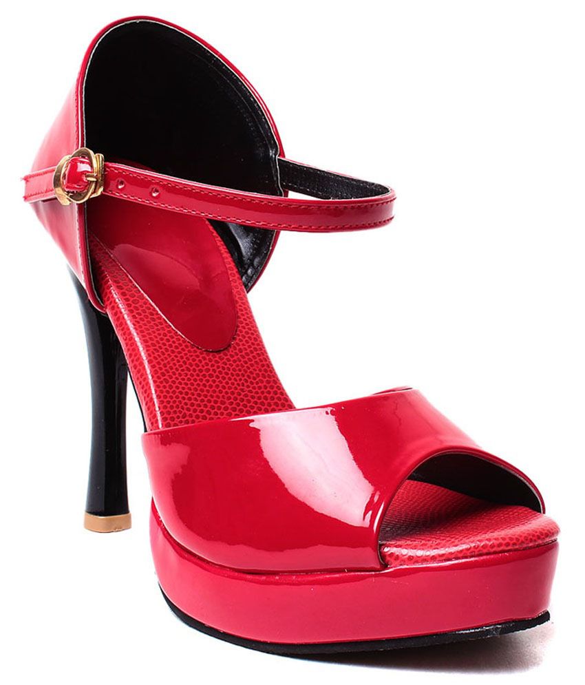Ruby Red Leather High Heel Party Stiletto Price in India- Buy Ruby Red ...