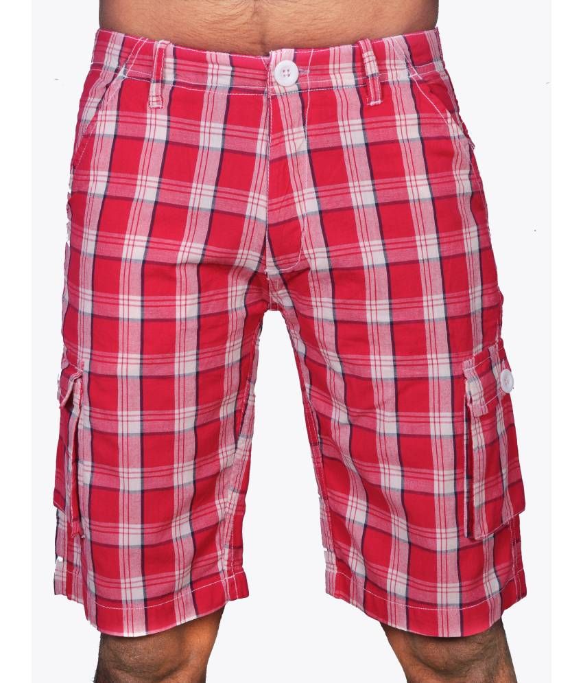 GG Red Cotton Checks Shorts - Buy GG Red Cotton Checks Shorts Online at ...