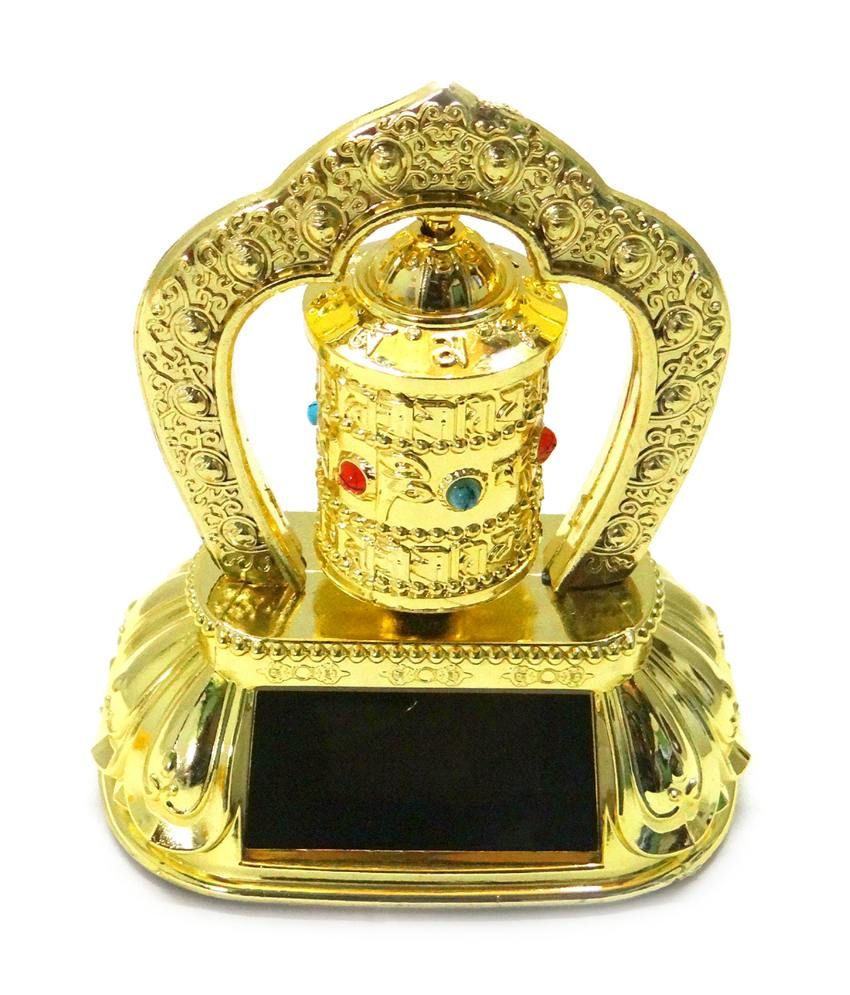     			Impex Solar Energy Tibetan Prayer Wheel Feng Shui Dharma Wheel - Om Mani Padme Hum