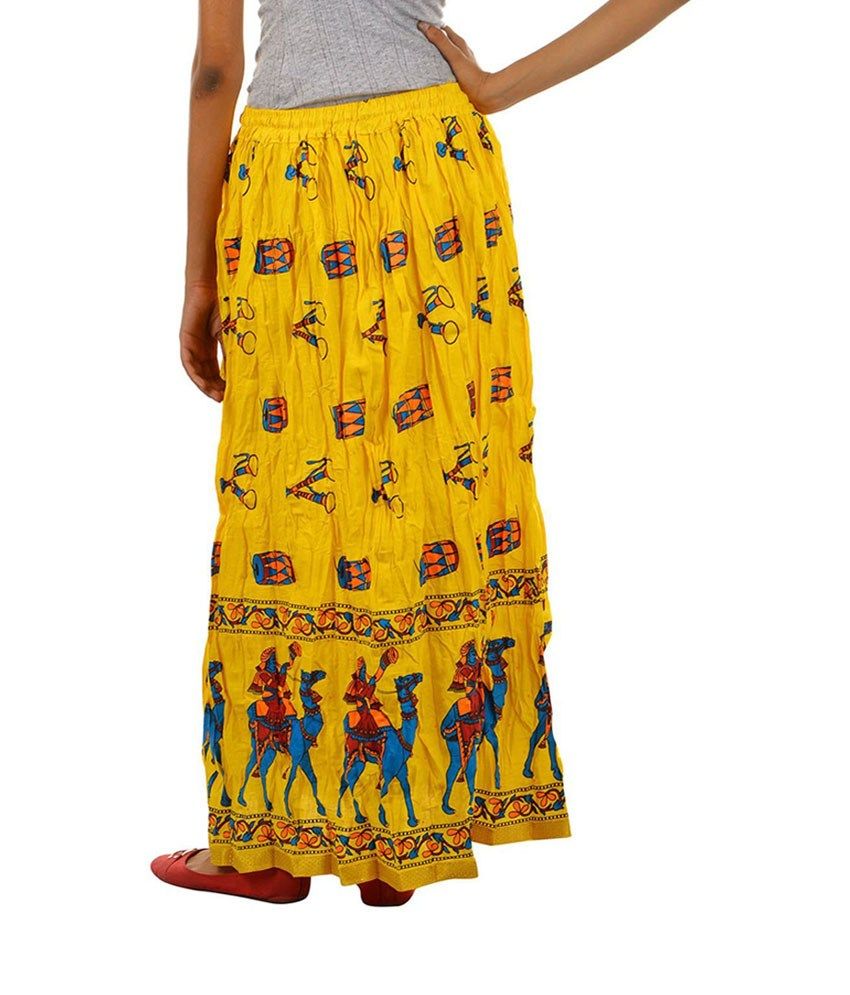 Buy Fashiana Rajasthani Print Long Skirt -Yellow Online at Best Prices ...