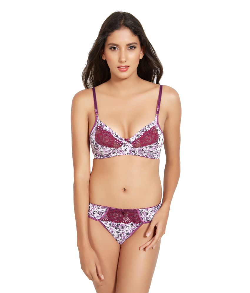Buy Lovelady Purple Cotton Printed Bra Panty Set Online At Best Prices In India Snapdeal