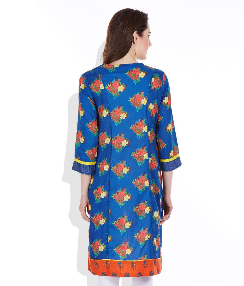 biba blue printed kurta