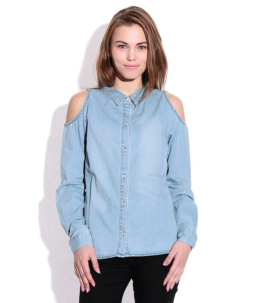Buy ONLY Blue Regular Collar Shirt Online at Best Prices in India ...