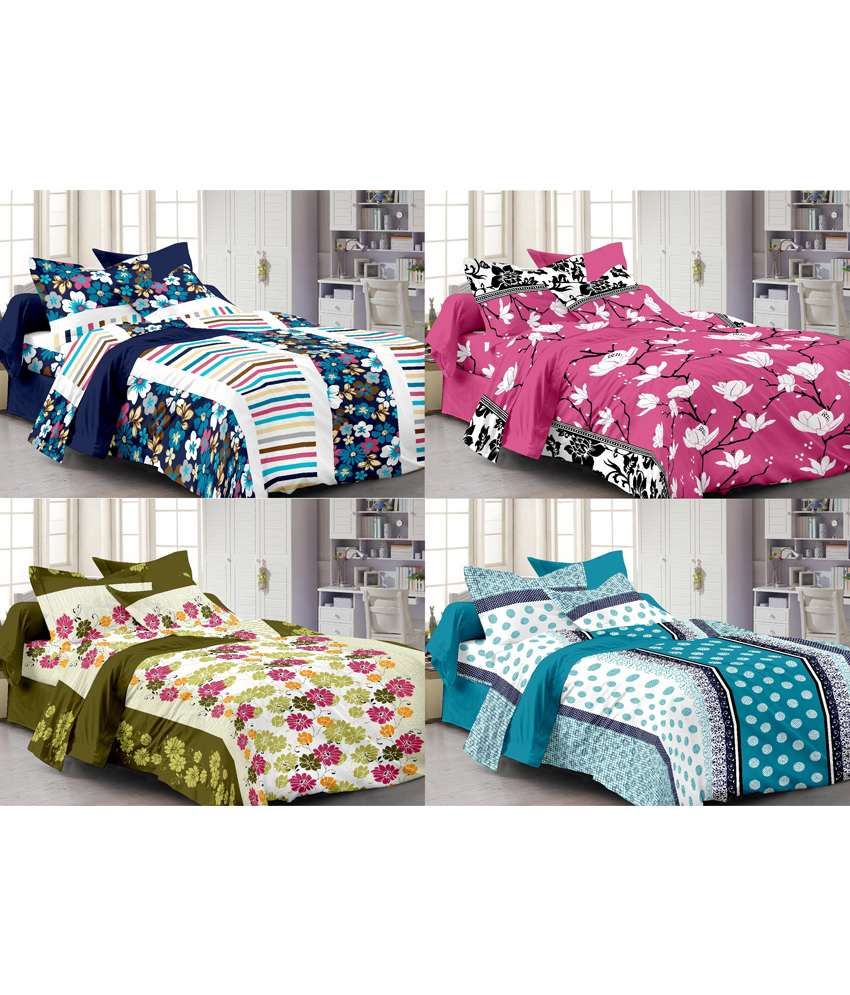 Ahmedabad Cotton Multi Basics 100 Cotton Single Bedsheet Combo (Set of