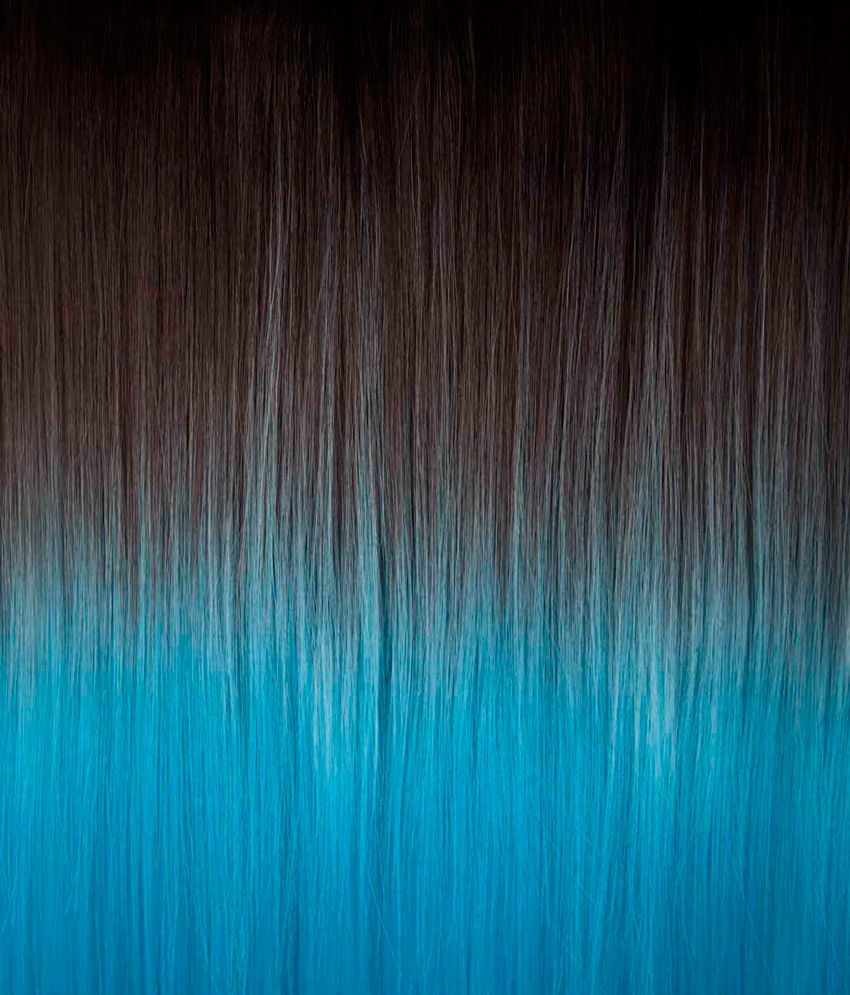 Hair Exquisite 2 Tone Black And Light Blue Ombre Clip On Hair
