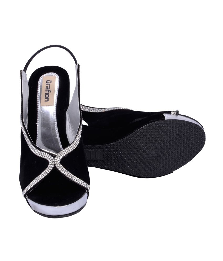 Grafion Partywear Black Platform Heels Sandals Price in India Buy Grafion Partywear Black