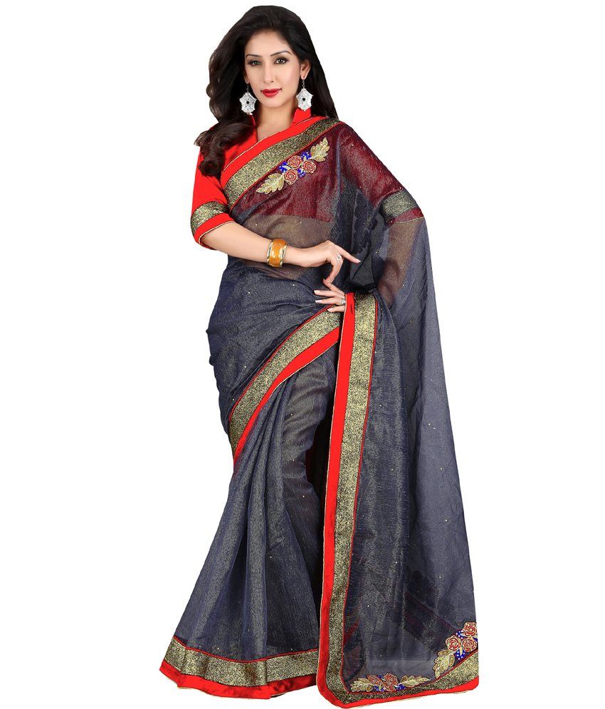 net saree embroidered