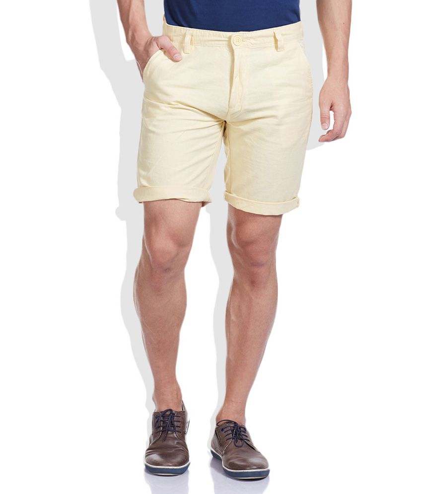 Pepe Jeans Yellow Solid Shorts