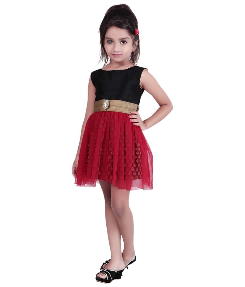 K&U Black & Red Indo Western Frock For Girls - Buy K&U Black & Red Indo ...