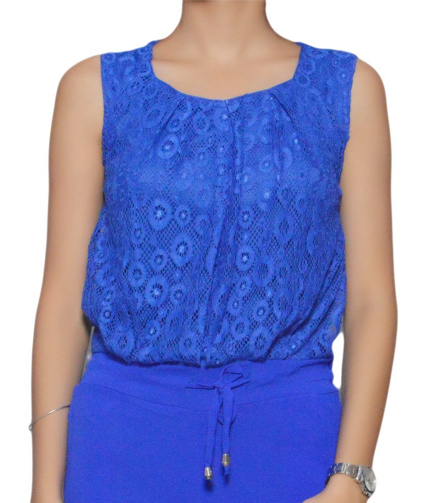 Folks Fashion Blue Cotton Lycra Jumpsuits Buy Folks Fashion Blue