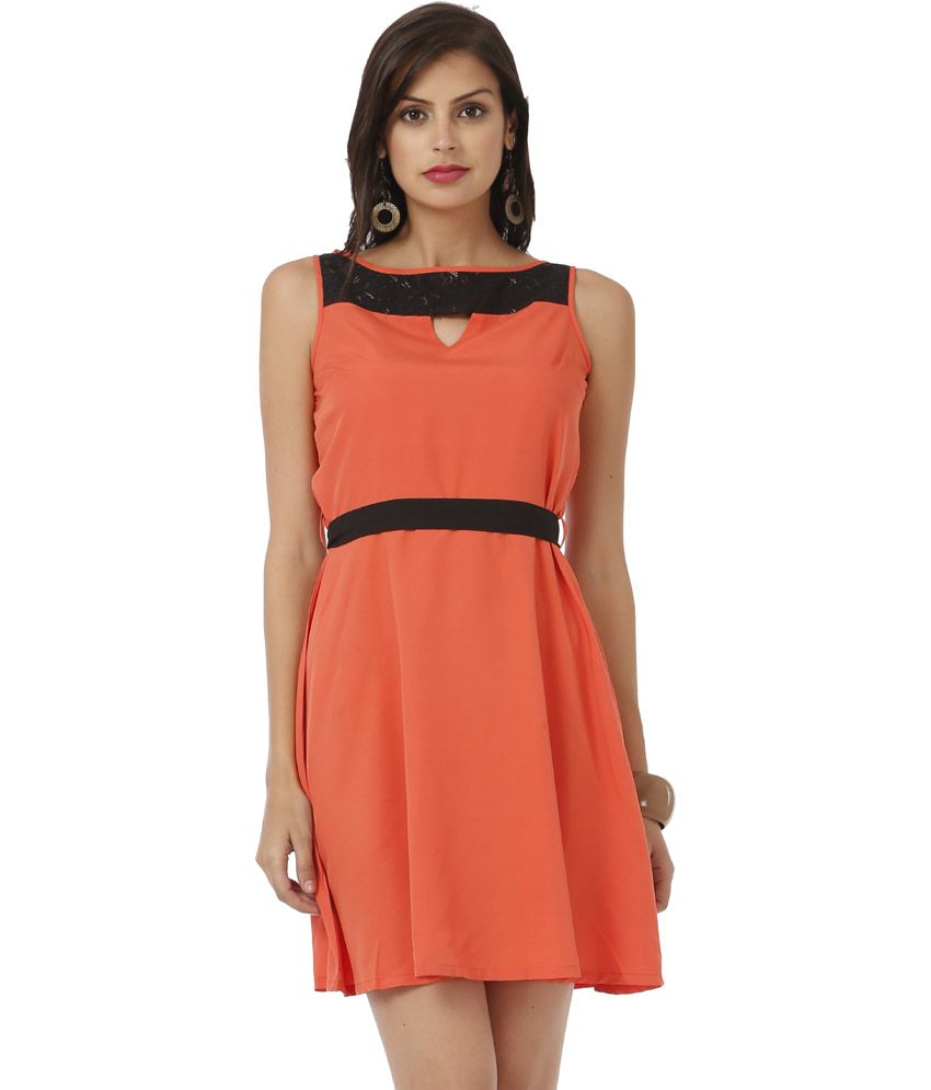 Shubhangini Fashion Orange Crepe Dresses - Buy Shubhangini Fashion ...