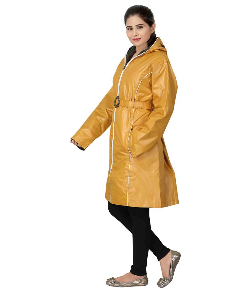 Brinley Yellow Nylon Long Raincoat Buy Brinley Yellow Nylon Long Raincoat Online at Best