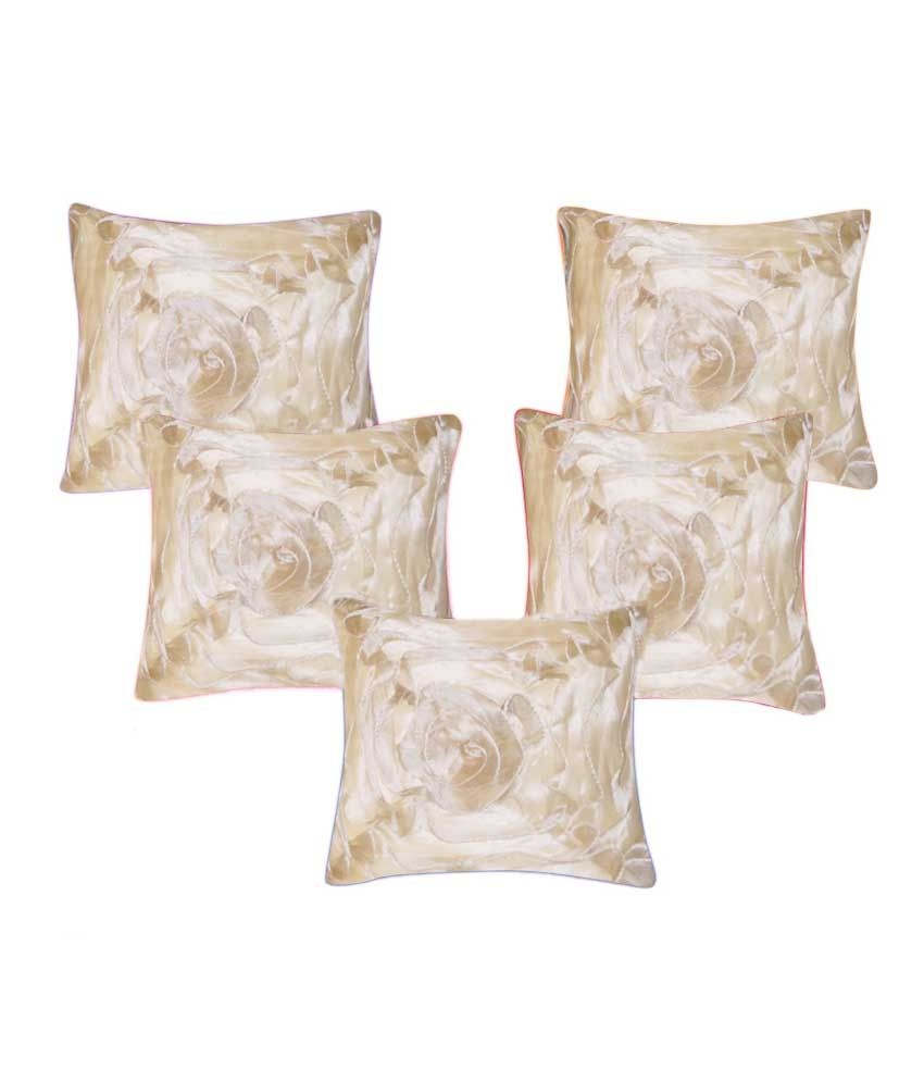 Home Elite Beige Polyester Zipper Cushion Covers Set Of 5 Buy Online