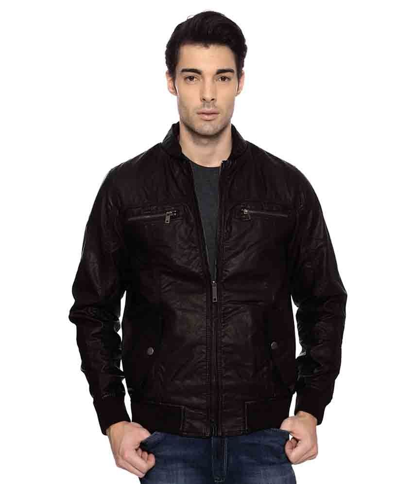 Allen Solly Black PU Bomber Jacket - Buy Allen Solly Black PU Bomber ...