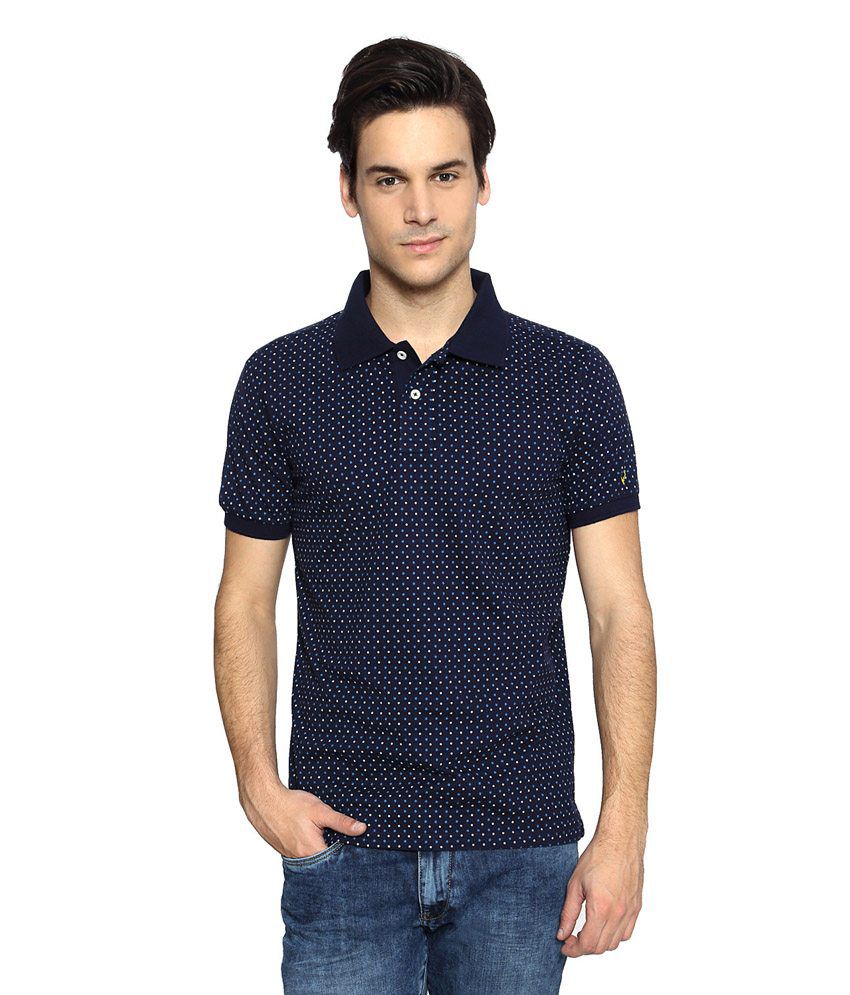 Allen Solly Navy Dotted Polo T-shirt - Buy Allen Solly Navy Dotted Polo ...