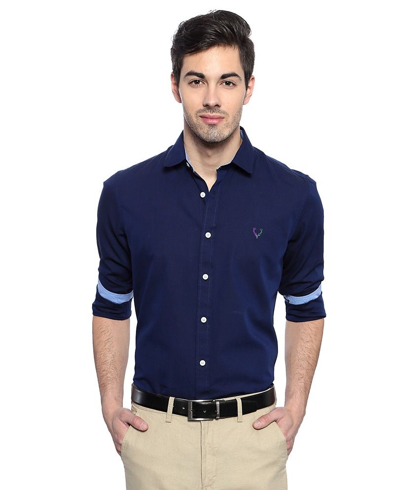 Allen Solly Navy Solid Wimbledon Shirt - Buy Allen Solly Navy Solid ...