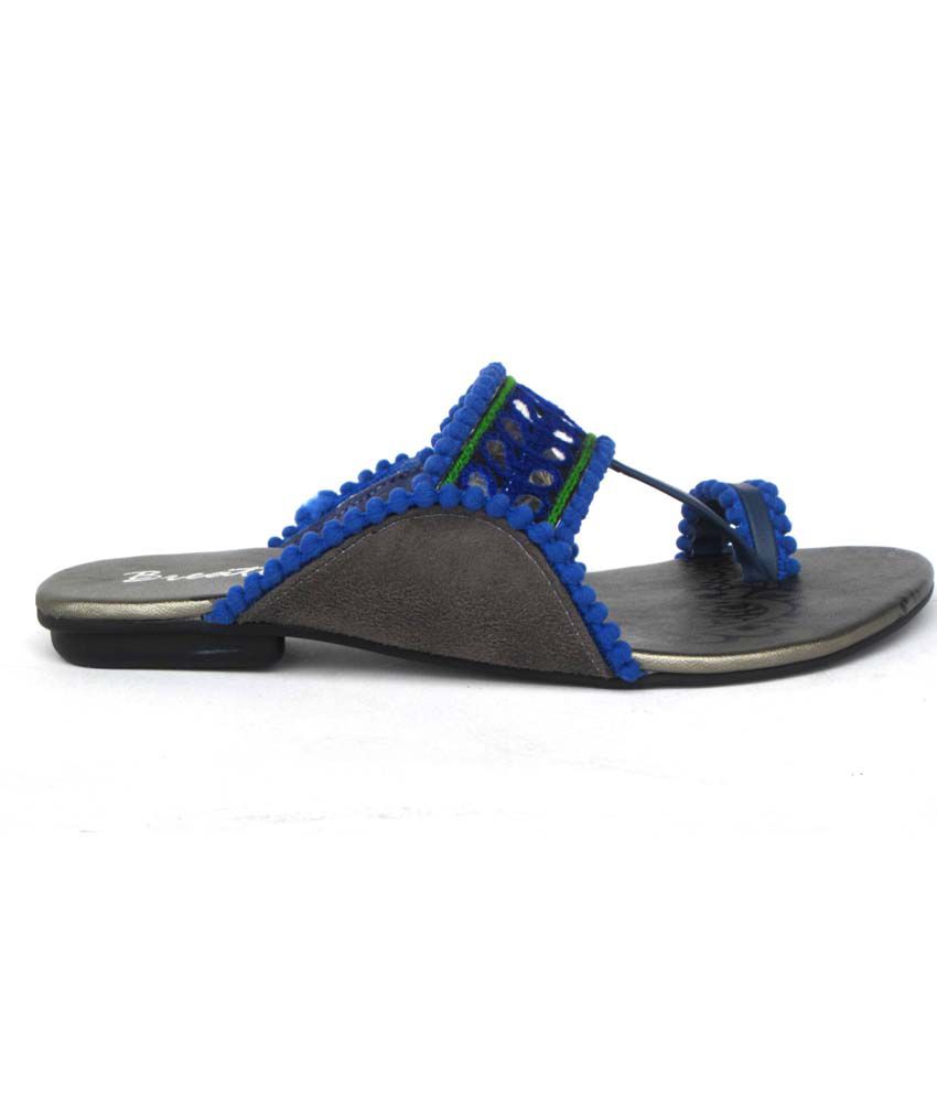 Himalaya Blue Sequence Back Open Open Toe Flats Price in India- Buy ...