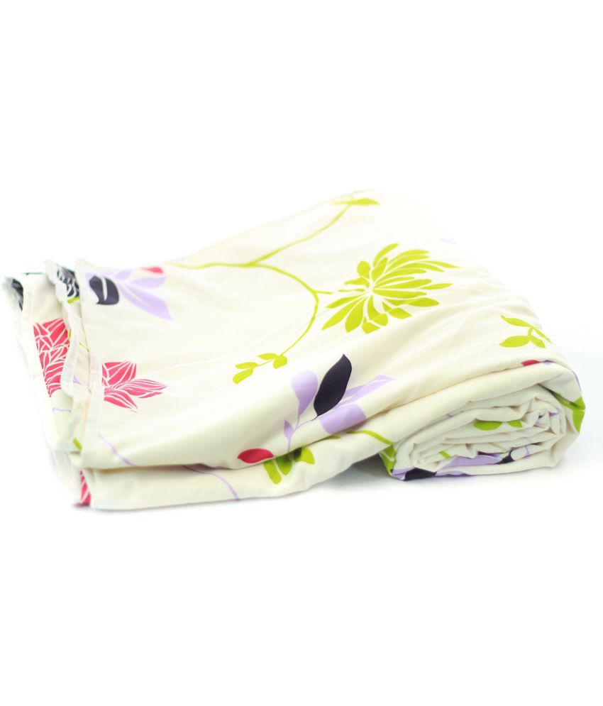     			Renown Attractive Multi Floral White Background Poly Cotton Single Bed Ac Blanket/ Dohar
