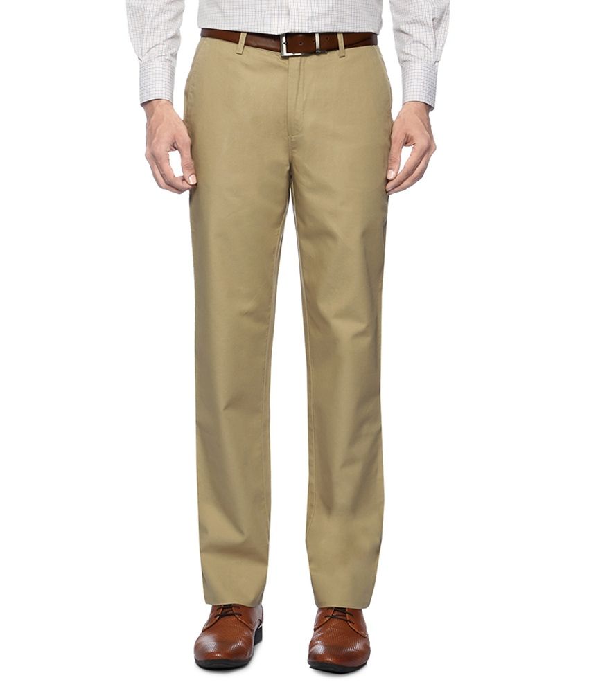 Peter England Beige Flat Front Formal 
