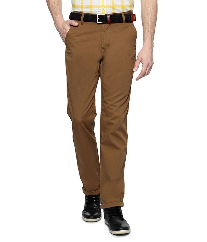Peter England Brown Solid Trousers - Buy Peter England Brown Solid ...