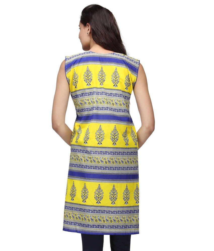 sleeveless yellow kurti