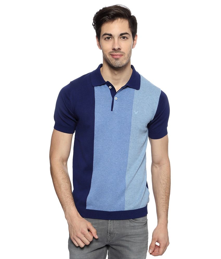 Allen Solly Blue Cut and Sew Regular Fit Polo Neck T-shirt - Buy Allen ...