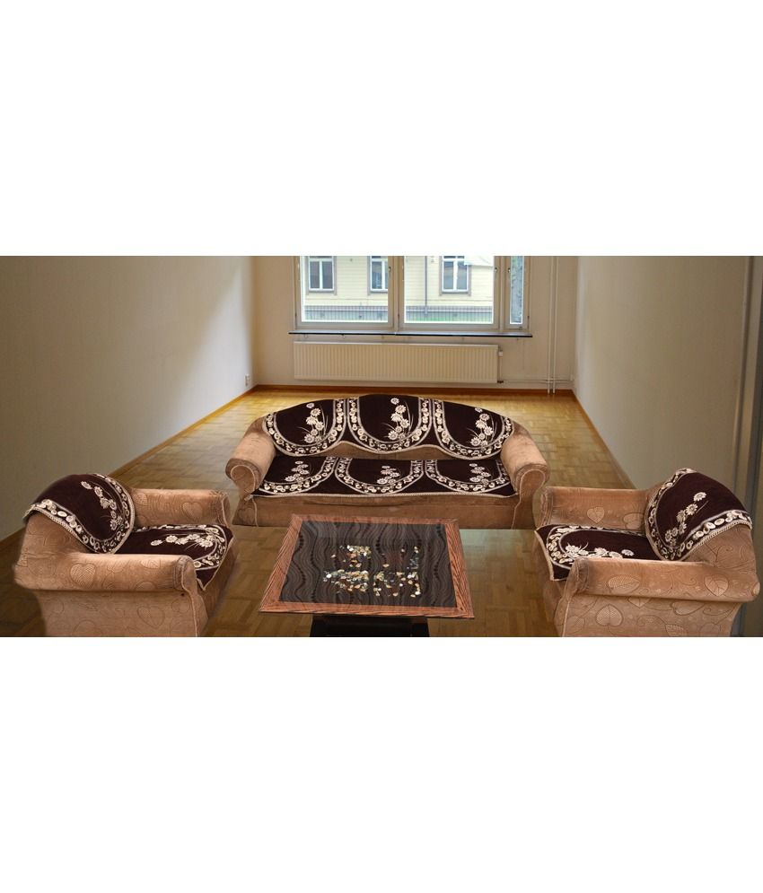 Bhavya Brown Chenille Sofa Cover Bhavya Brown Chenille Sofa Cover