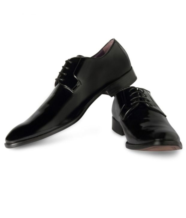 louis philippe black lace up shoes