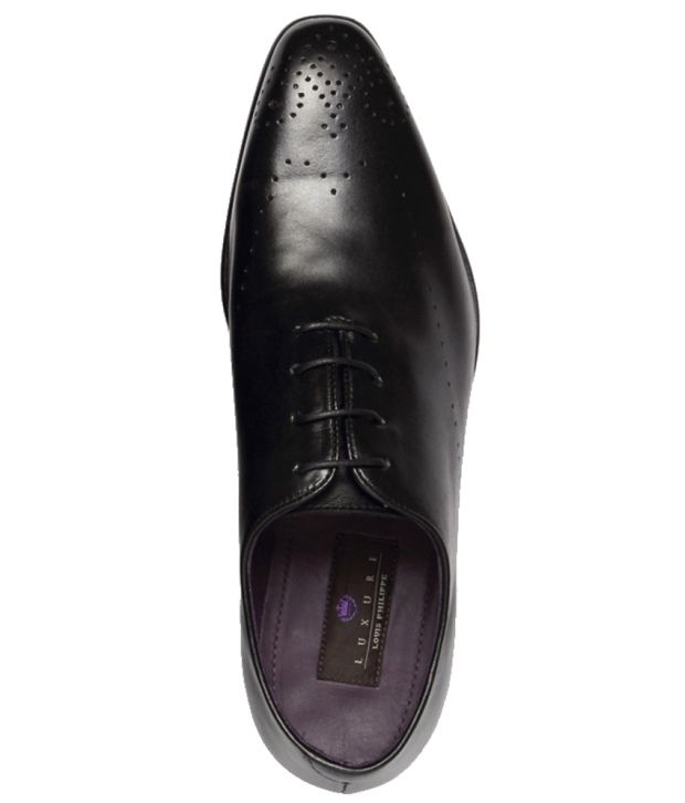 louis philippe black lace up shoes