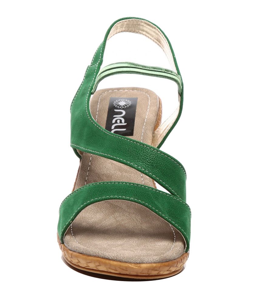 bright green heeled sandals
