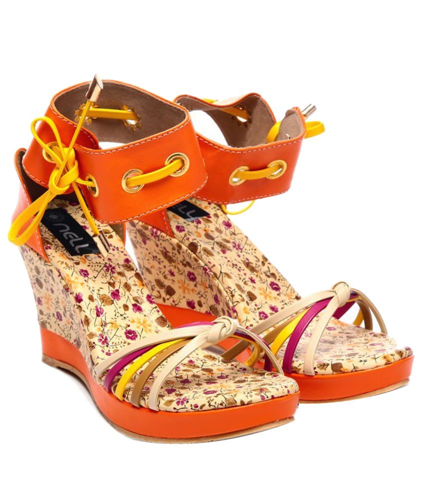 heeled sandals orange