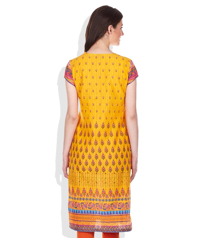 Biba Yellow Cotton Kurta Buy Biba Yellow Cotton Kurta Online at Best